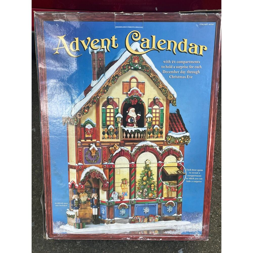 Costco 24-Day Christmas Advent Calendar Wooden House in box light used